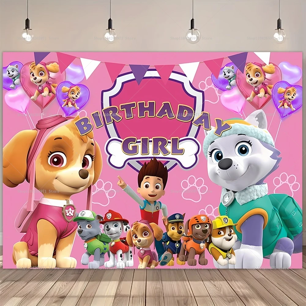 Paw Patrol Backdrop Decorations Party Supplies Children's Birthday Party Photography Background Baby Shower Banner Photo Studio
