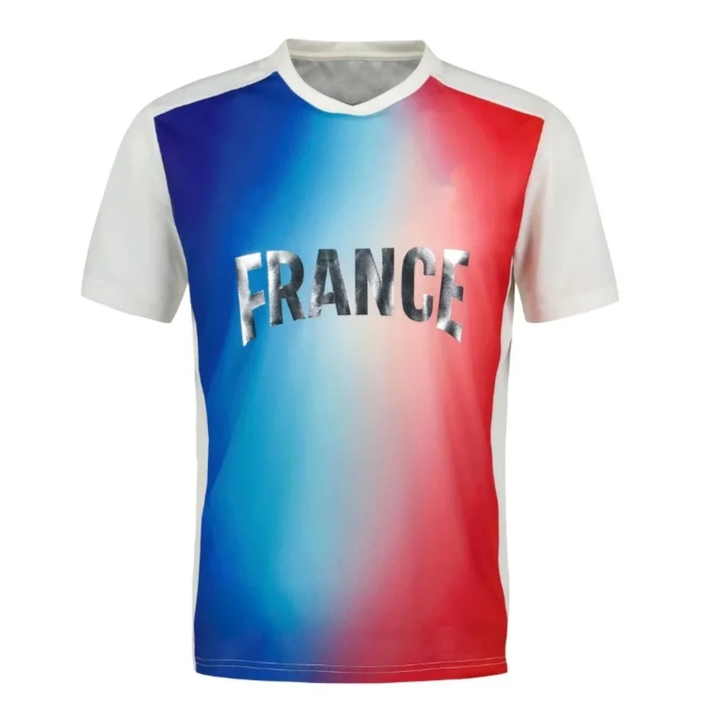 2024 Men\'s Team Wear Style Quick Drying Summer Casual French Team Sportswear Quick Drying Le Kak Multi Functional Sportswear Top