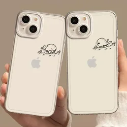 Dolphin Whale Paired Couple Clear Phone Case For iPhone 16 14 15 13 11 12 Pro Max 13Mini SE 7 8 15 Plus Lovers Cover Fundas Skin