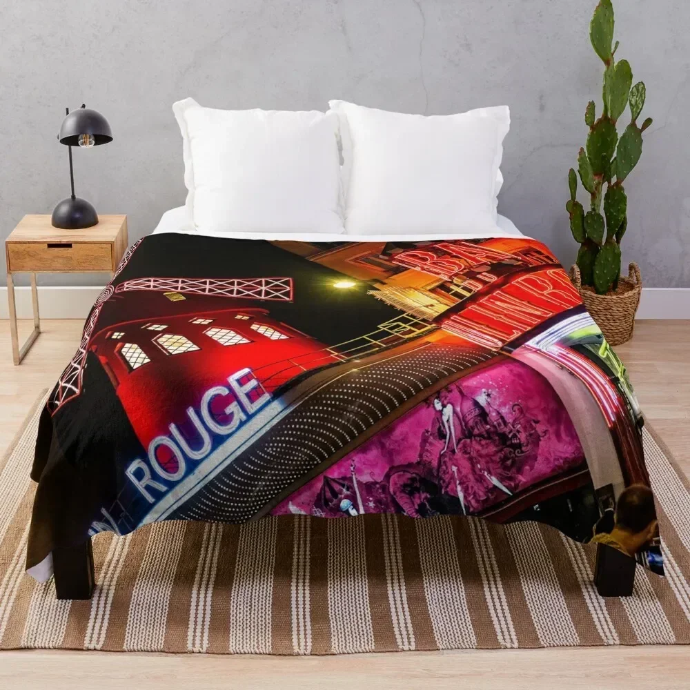 

The Moulin Rouge by Night. Paris Throw Blanket Cozy Warm Blanket for Bed Room Decor