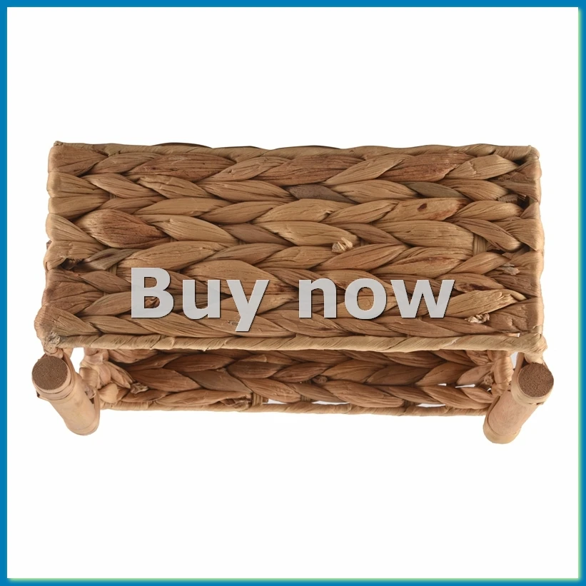 Small Wicker Baskets for Organizing Bathroom, Hyacinth Baskets for Storage, Wicker Storage Basket with Wooden Handle-A55K