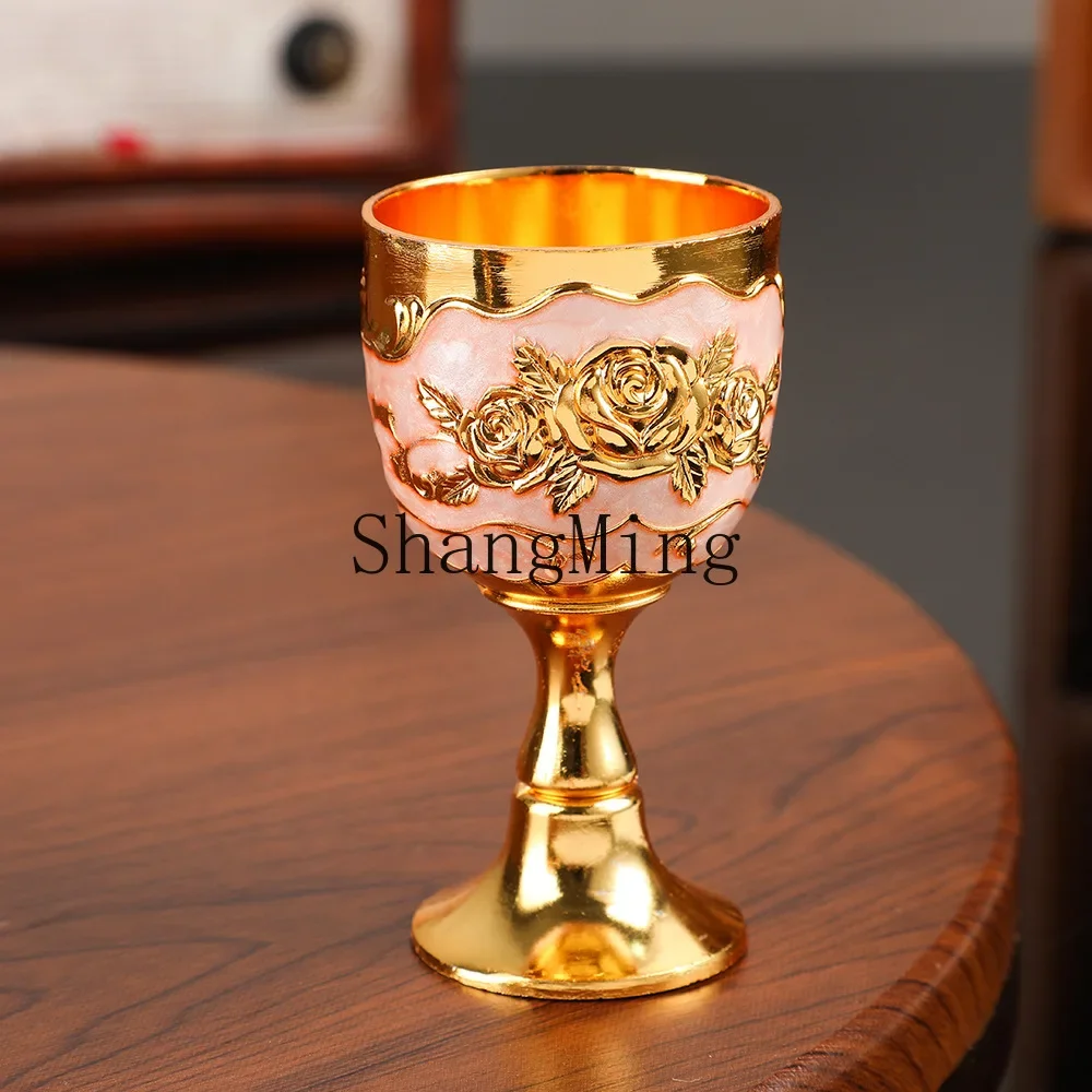 Copa de vino retro de lujo ligero CL, copa de vino Castillo Rosa, decoración para el hogar y la oficina, pequeños adornos, taza creativa para Baijiu