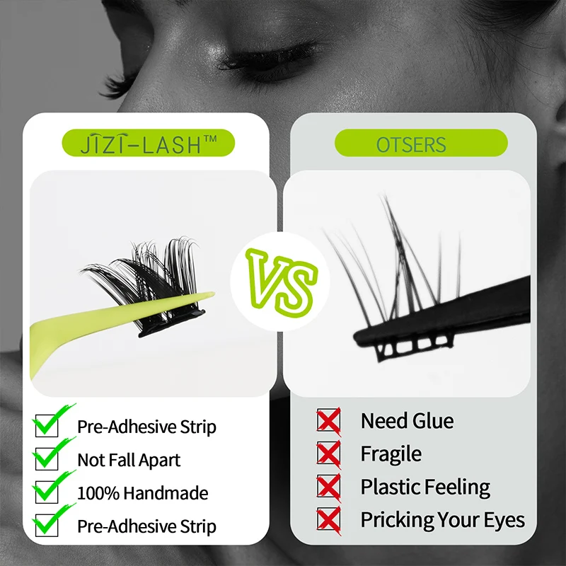 JIZI-LASH Self Adhesive Eyelashes Natural Lightweight Individual Lash Clusters 8-16mm 3D Lashes Eyelash Makeup Tool Accessories