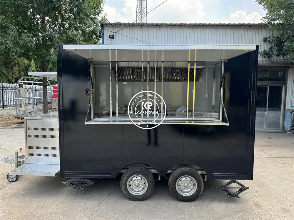 Carrello per hot dog Carrello per alimenti Cucina mobile Carrello per caffè gelato completamente attrezzato Rimorchio per cibo da concesión