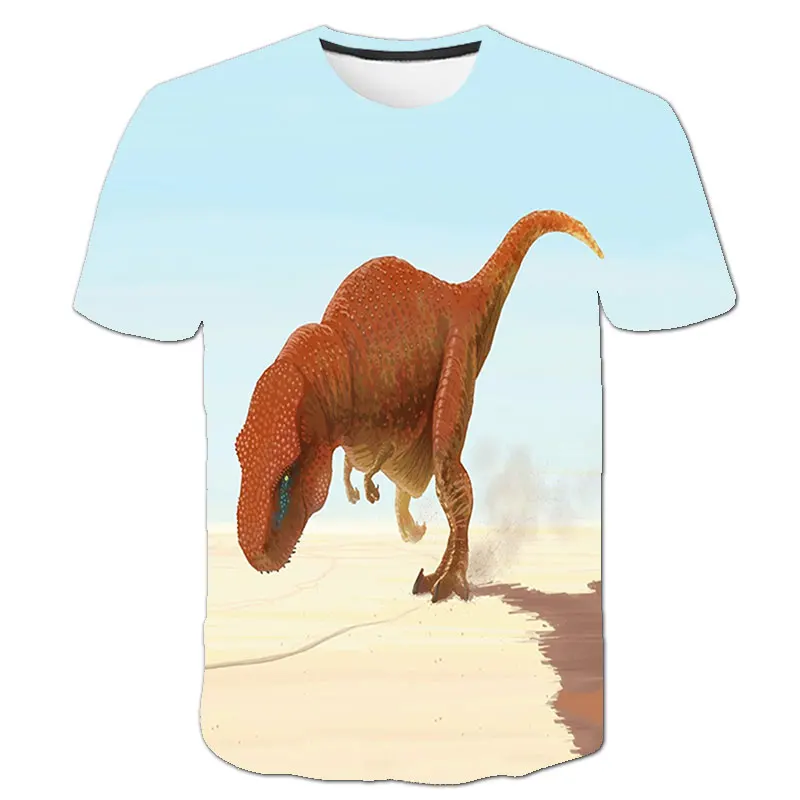 2025 verão tendência 3d dinossauro roupas o-pescoço manga curta jurassic world padrão camiseta diário casual extra grande meninos roupas