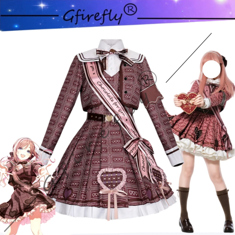 

Gakuen Idolmaster Rinami Himesaki Same Style Valentine Dress Cosplay Set Virtual Singer Women Halloween Carnival Party Outfit