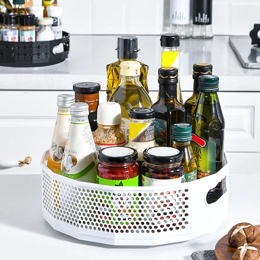 

2Pcs Desktop Spice Organizer Strong Plastic Construction for Kitchen Countertop Spice Storage Convenient Turntable Design