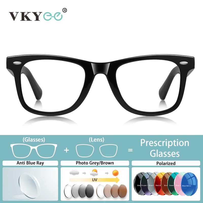 VICKY Personalized Geometric Design Photochromic Progressive Multifocal Blue Light Protection Glasses Customizable Prescription