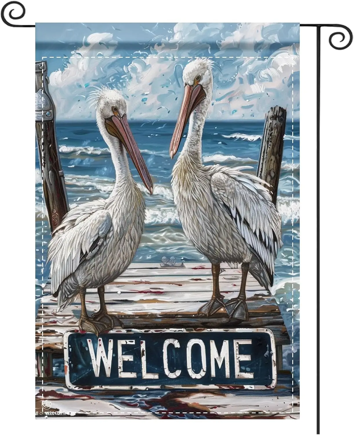 Nuxovilar Summer Garden Flag Pelican Welcome Design - Polyester, 12x18 Inches Summer garden flags for outside with coastal p zzo