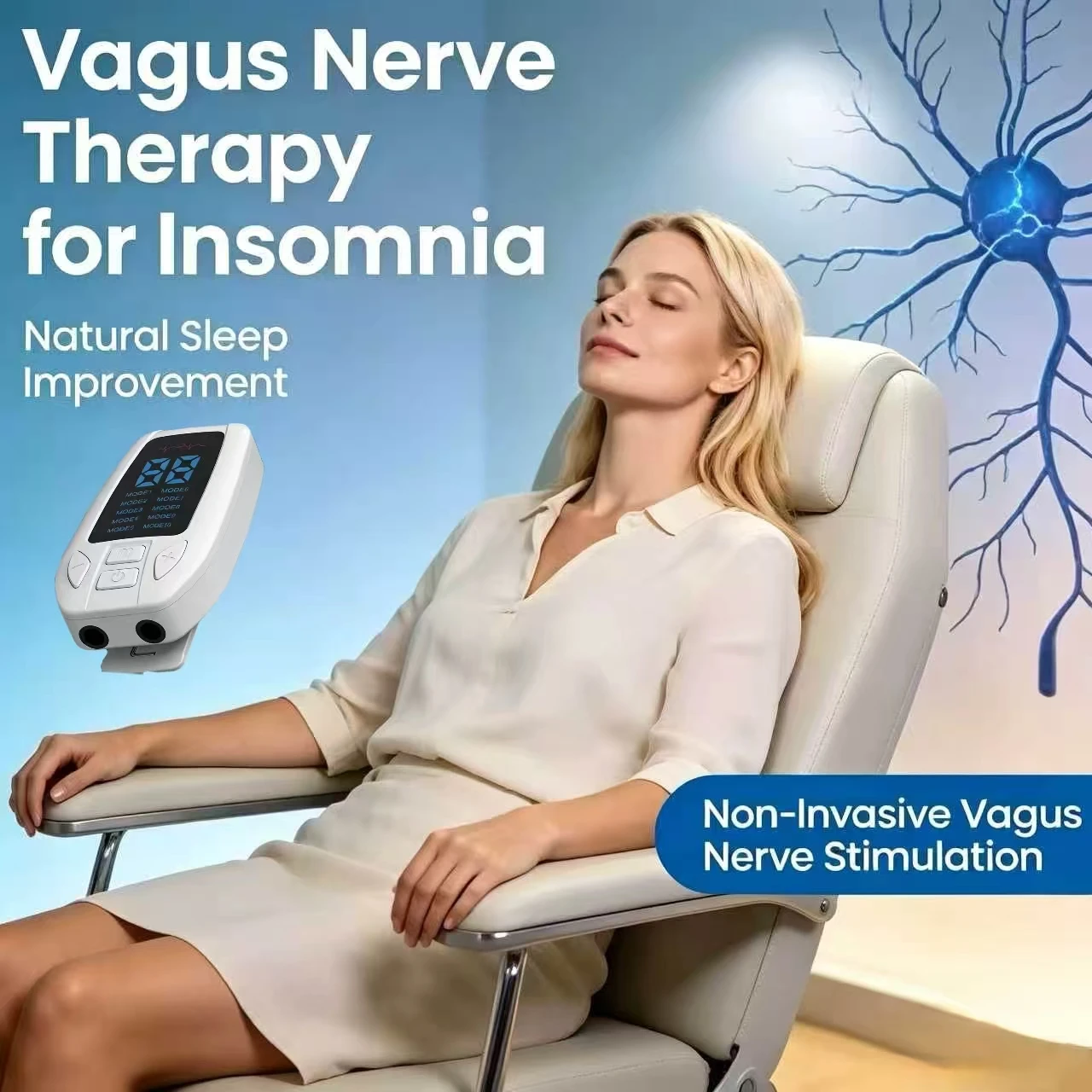 CES Vagus Nerve Stimulation Machine for Sleep Aid Anxiety Relief Ear Clip Design Helps You Restore Calm & Sleep Better
