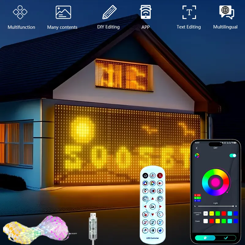 

800-400LED Smart Christmas Curtain Light with APP Remote Control RGB Dimmable DIY Pattern for Holiday Party Halloween Decoration
