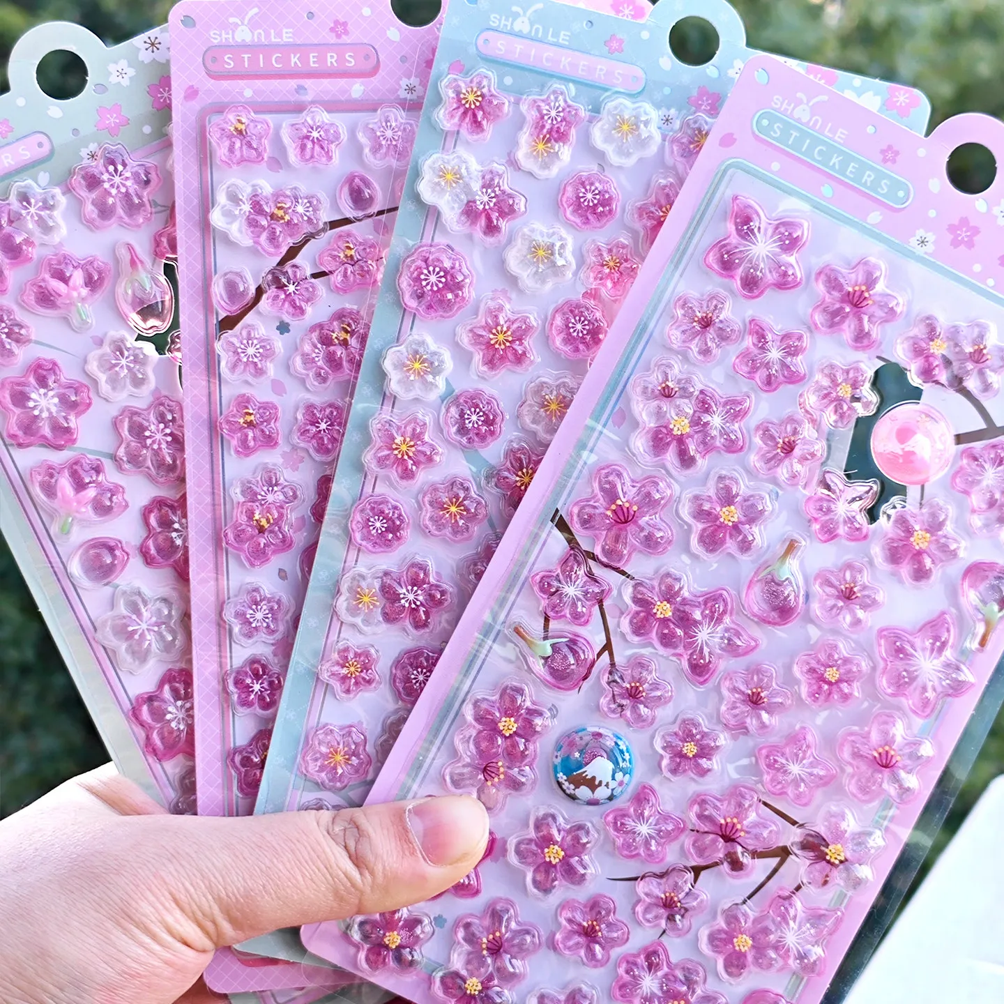 

2026Cherry Blossom Petal Sakura Drop 3D Relief Stickers Scrapbooking DIY Journaling Stationery Diary Decor School Cute Stickers