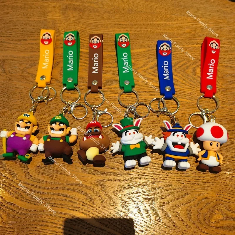 Super Mario Bros Keychain Anime Men Car Key Ring Accessories Cartoon Cute Women Handbag Backpack Doll Pendant Children Toy Gifts