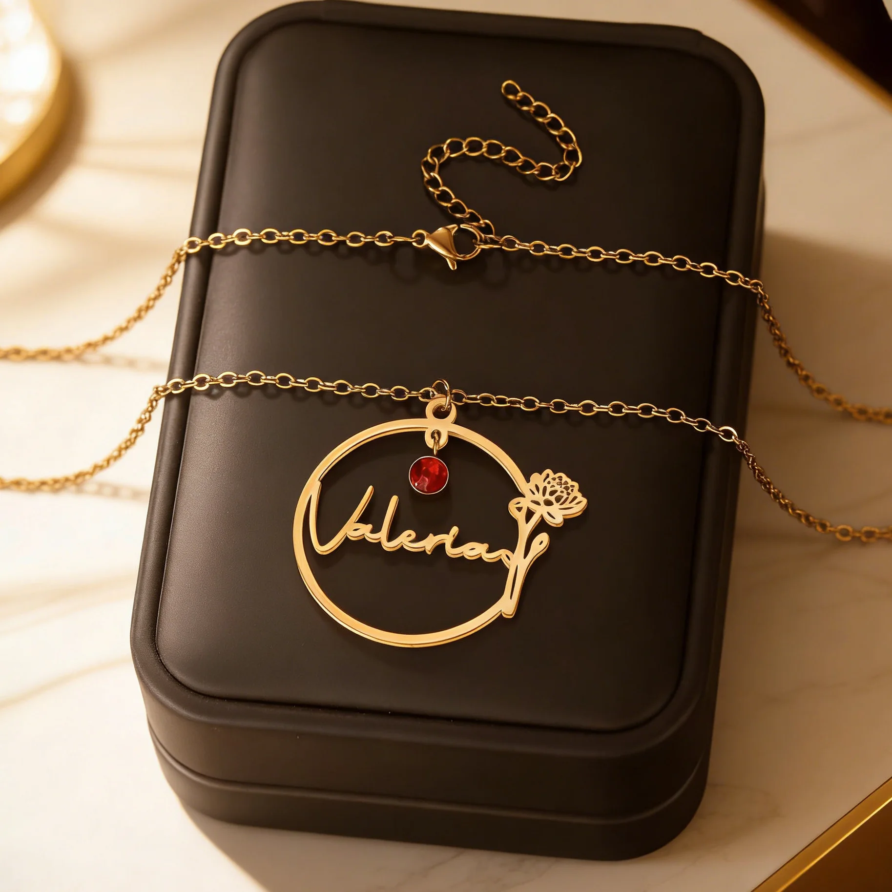 Kalung Nama Kustom Haiyufly un - Birth Flower Necklace ulasan dan harga