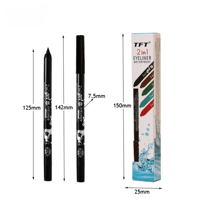 2 in 1 Waterproof Eyeliner Pencil Pigment Brown Black Glitter Eyeiner Pen for Women Fashion Color Eyes Makeup Cosmetics 10 Color