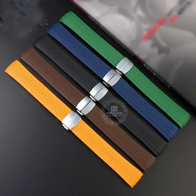 High Quality Soft Rubber Watch Band Aquanaut Fits For Patek Philippe Silicone 5164A 5167A 5168A Folding Buckle Watch Strap 21mm