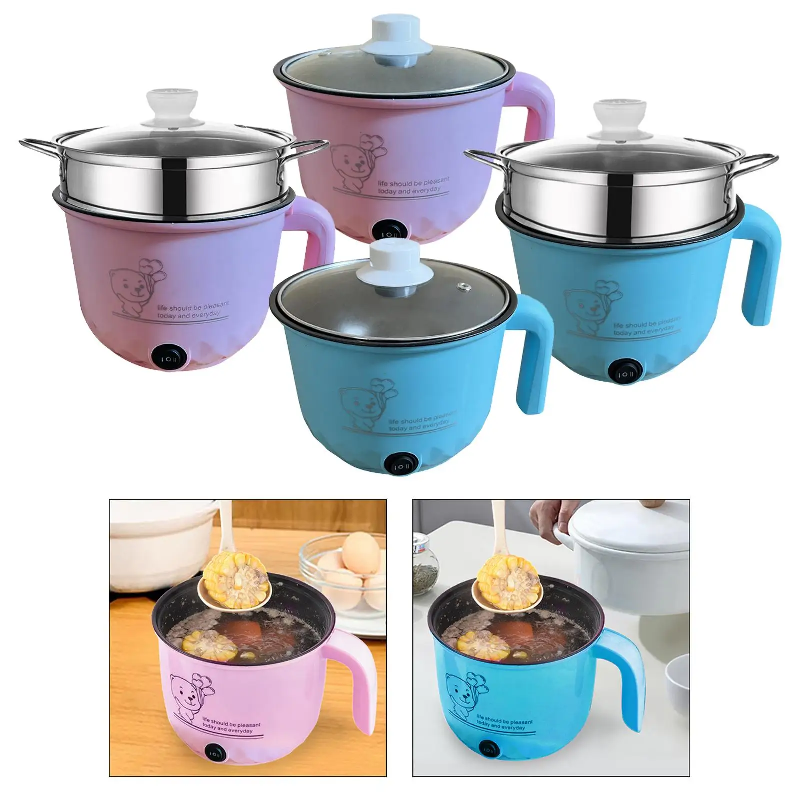 Electric Hot Pot Nonstick 1.8L Kitchen Cooking Appliances for Eggs Fry Ramen