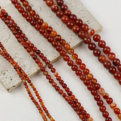Natural Stone Red Stripe Banded Carnelian Round Loose Spacers Beads For 4/6/8/10/12MM Jewelry Making DIY Bracelets Accessories