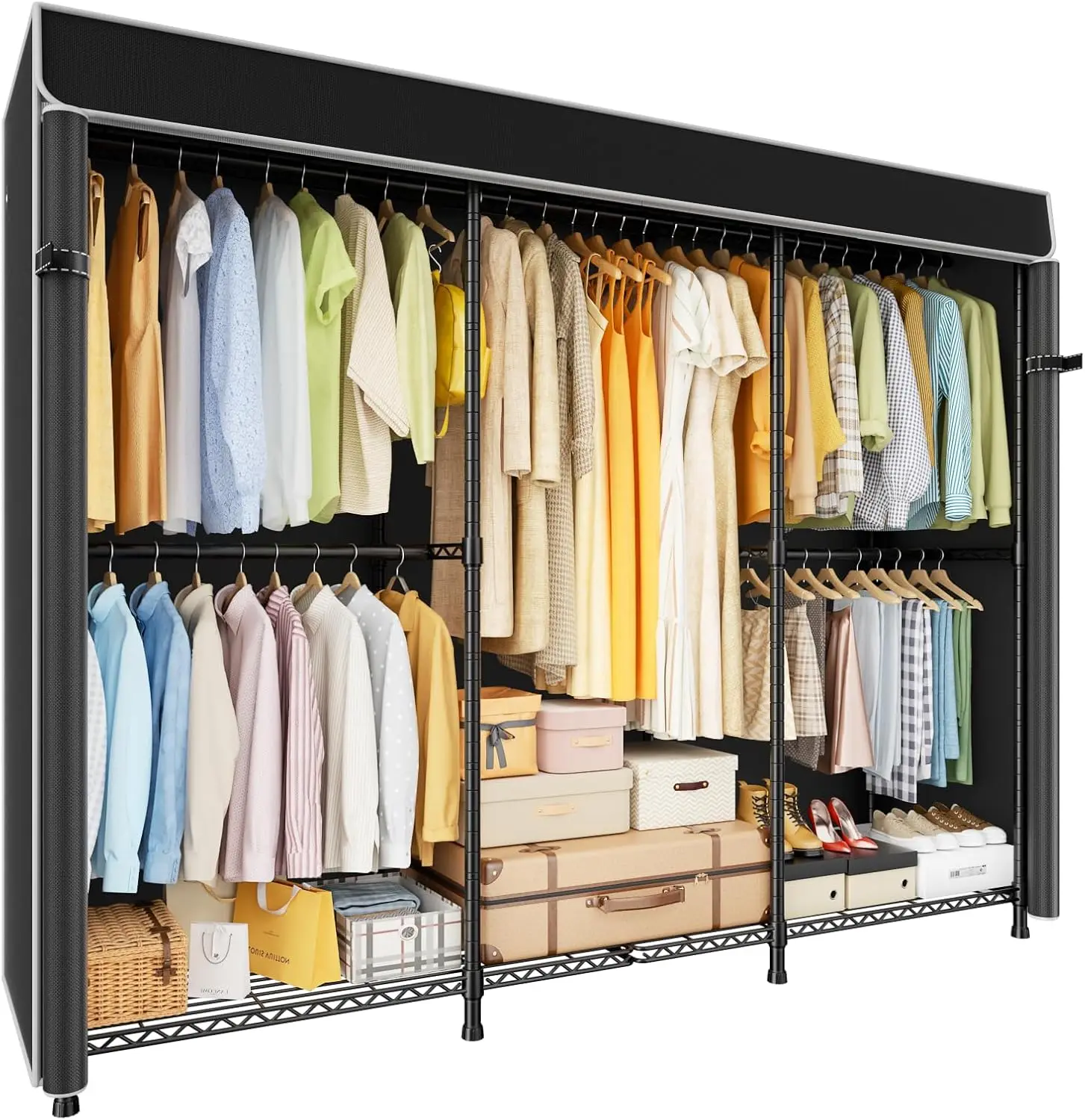 E14C Pro Heavy Duty Closet Organizer System,Freestanding Clothing Racks for Hanging Clothes,Adjustable Garment Rack 69" W x