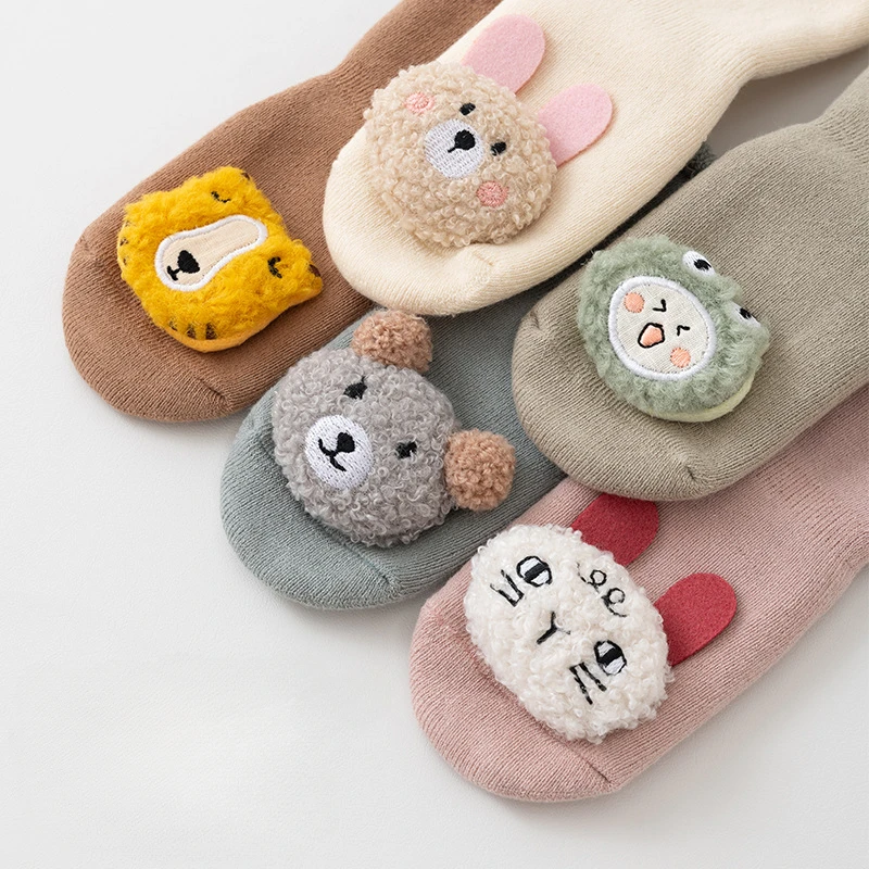 0-3Years Newborn Baby Girl Boy Socks Cute Cartoon Animal Socks Non-slip Kids Floor Socks Winter Warm Socks for Infant Toddler