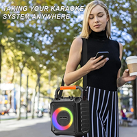 Bluetooth Karaoke Machine for Adults and Kids with 2 Wireless Microphone.Colorful Lights,Mini Singing Machine Portable Speaker