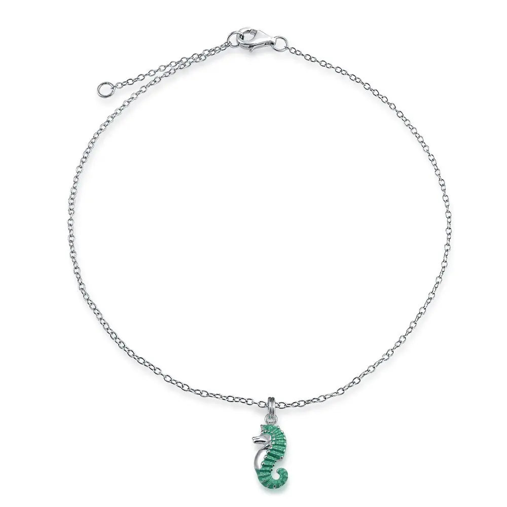 Tobillera de Plata de Ley 925 con Dijes Colgantes de Concha Marina y Polvo de Estrellas Náutico, Joyería Bling para Mujer, 9-10 Pulgadas