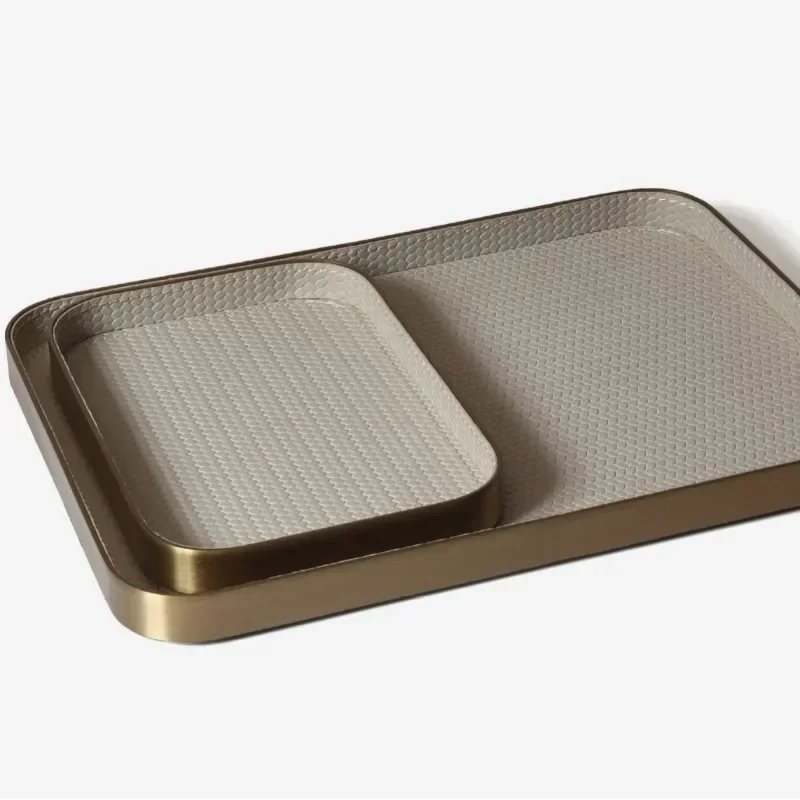 Metal leather desktop storage storage , living room coffee table set ornament, simple modern jewelry aromatherapy storage tray
