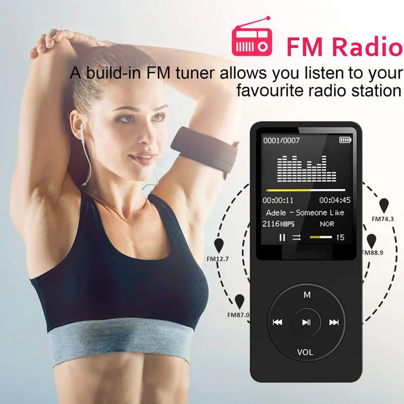 Portable MP4 FM card insertion Bluetooth player MP3 USB Charger Player FM Radio Recorder Lossless Sports Hifi Music Player