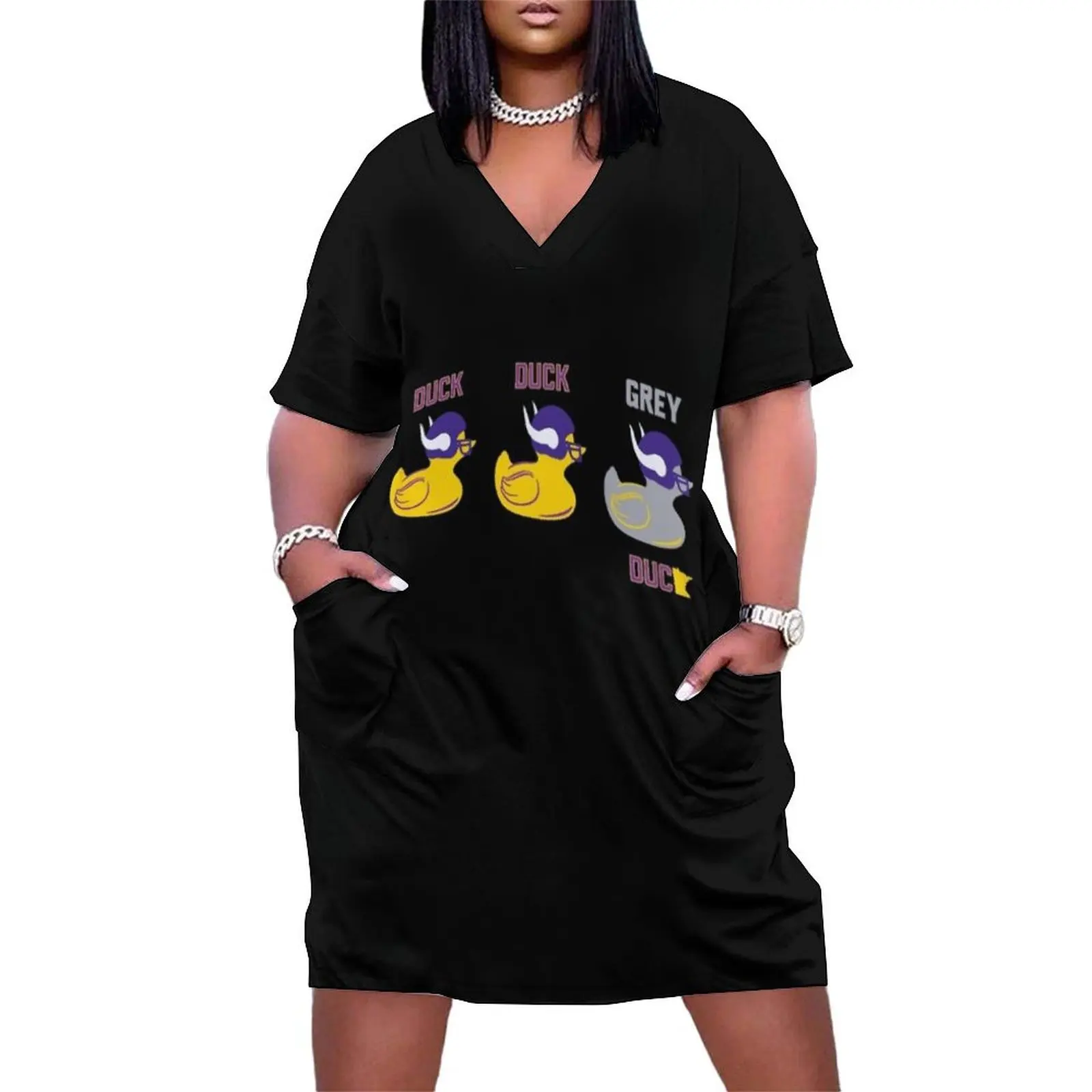 

Duck Duck Grey Duck Loose Pocket Dress summer women's suit Clothing Evening dresses