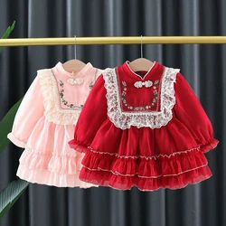 6 12 24 36 Months Baby Girl Dress Sweet Long Sleeve Little Princess Dresses For Girls Christmas Birthday Party Gift Kids Clothes