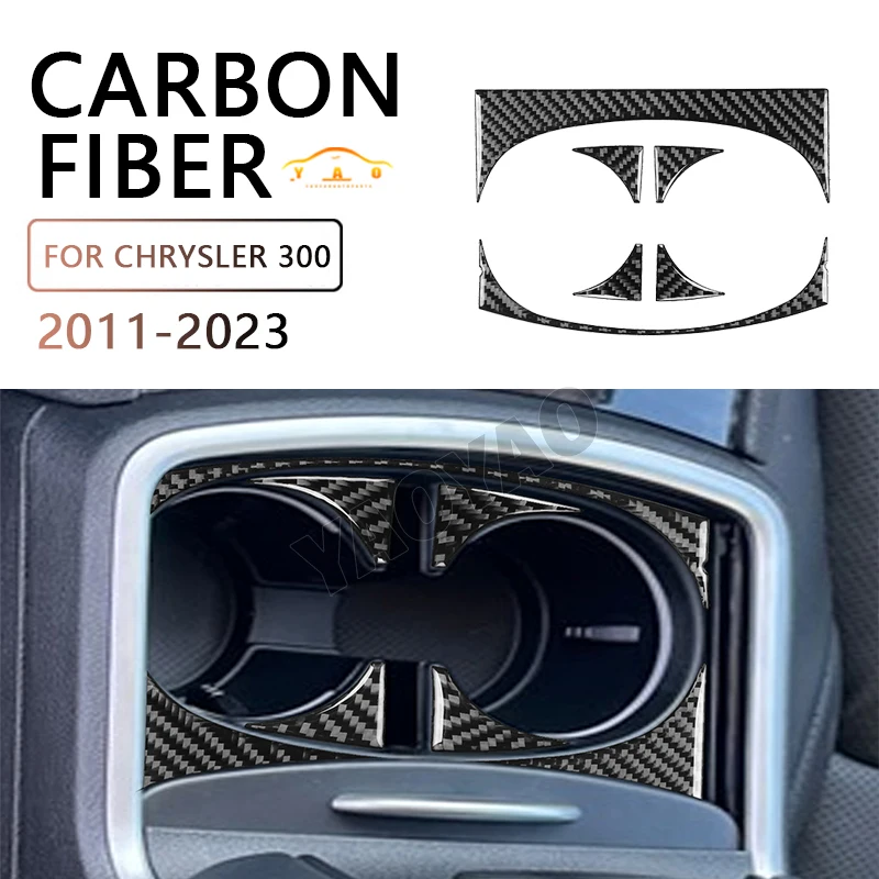

Accessories Carbon Fiber For Chrysler 300 2011-2023 Car Interior Drink Cup Holder Decoration Cover Sticker