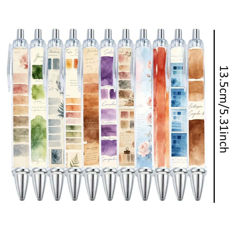 11/17 PCS Art Watercolor Research Color Chart Ballpoint Pen - Mood Collage Gift Pen - Pattern Random