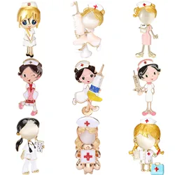 Enamel Female Nurse Brooches for Women Unisex Medical Staff Pins Banquet Party Backpack Gifts Jewelry Accessories