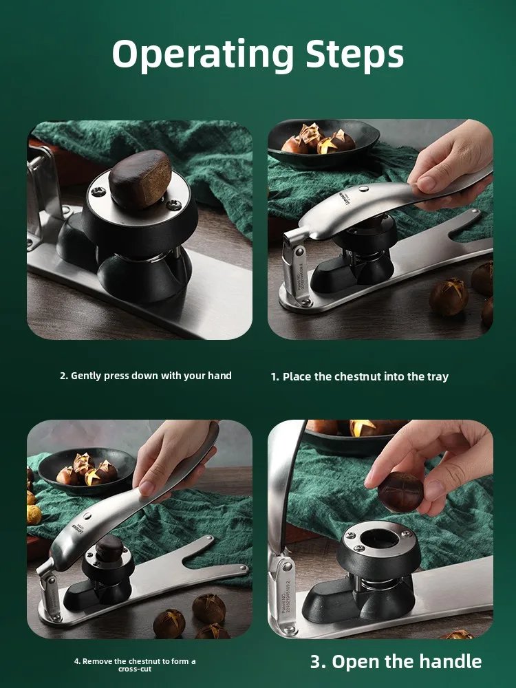 أداة لينا لفتح الكستناء، أداة احترافية لفتح وتقشير الكستناء الخام، أدوات مطبخ للطهي، كسارة مكسرات، مزيل القشور #4