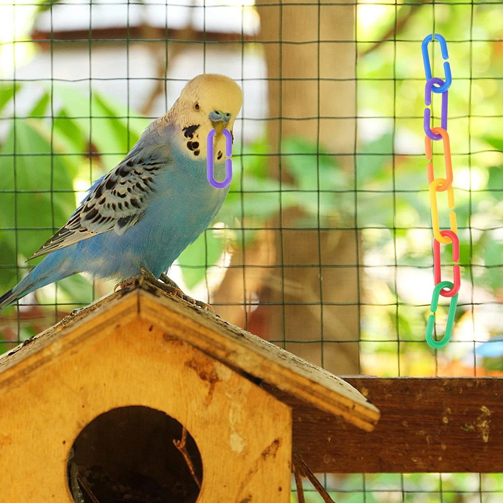 

500pcs Colorful Chain Set Bright Plastic Links Bird Toys Parts Parrot Accessories Cage Decoration Geometric Buckle Play