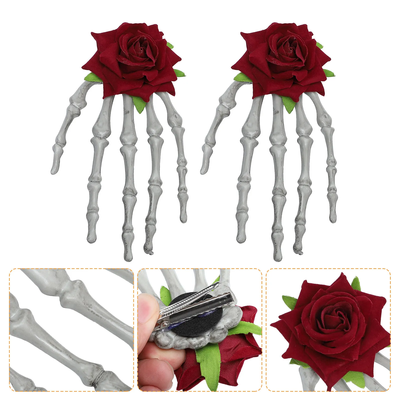 

2 шт. заколки для волос в виде розы, головной убор для Хэллоуина, аксессуары для взрослых, для вечеринок, костюмов, косплея, фотосессий