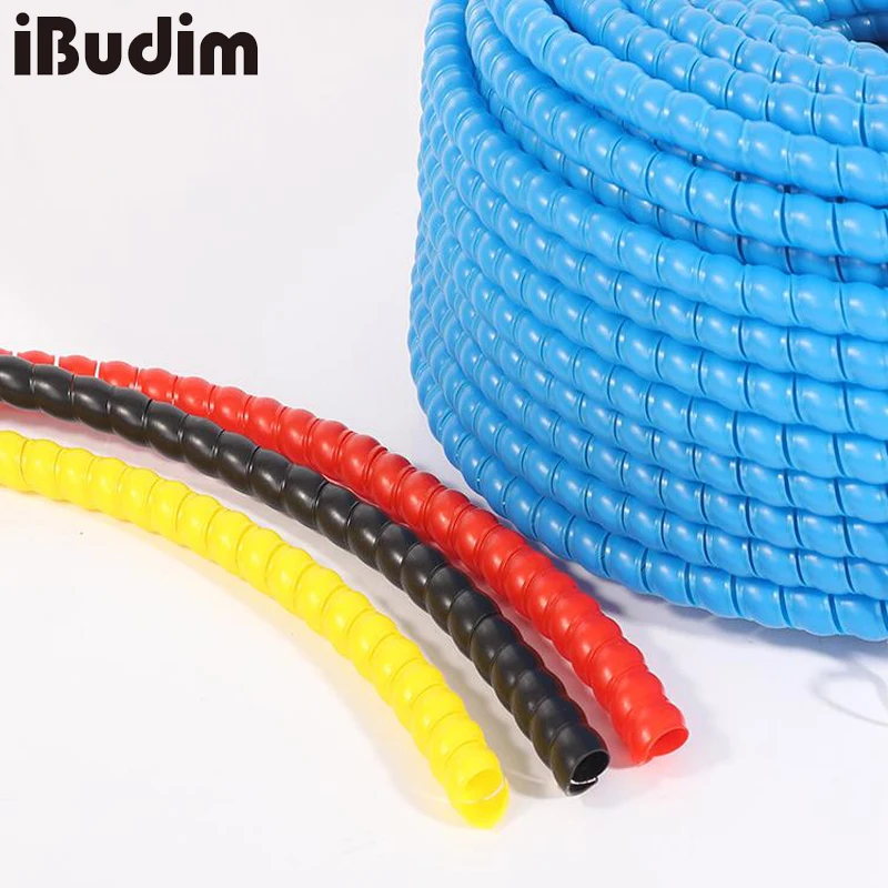 1Meter Winding Tube Cable Organizer Pipe Protection Spiral Wrap Wire Protector Cover Cable Management Clips Holder 14mm Diameter