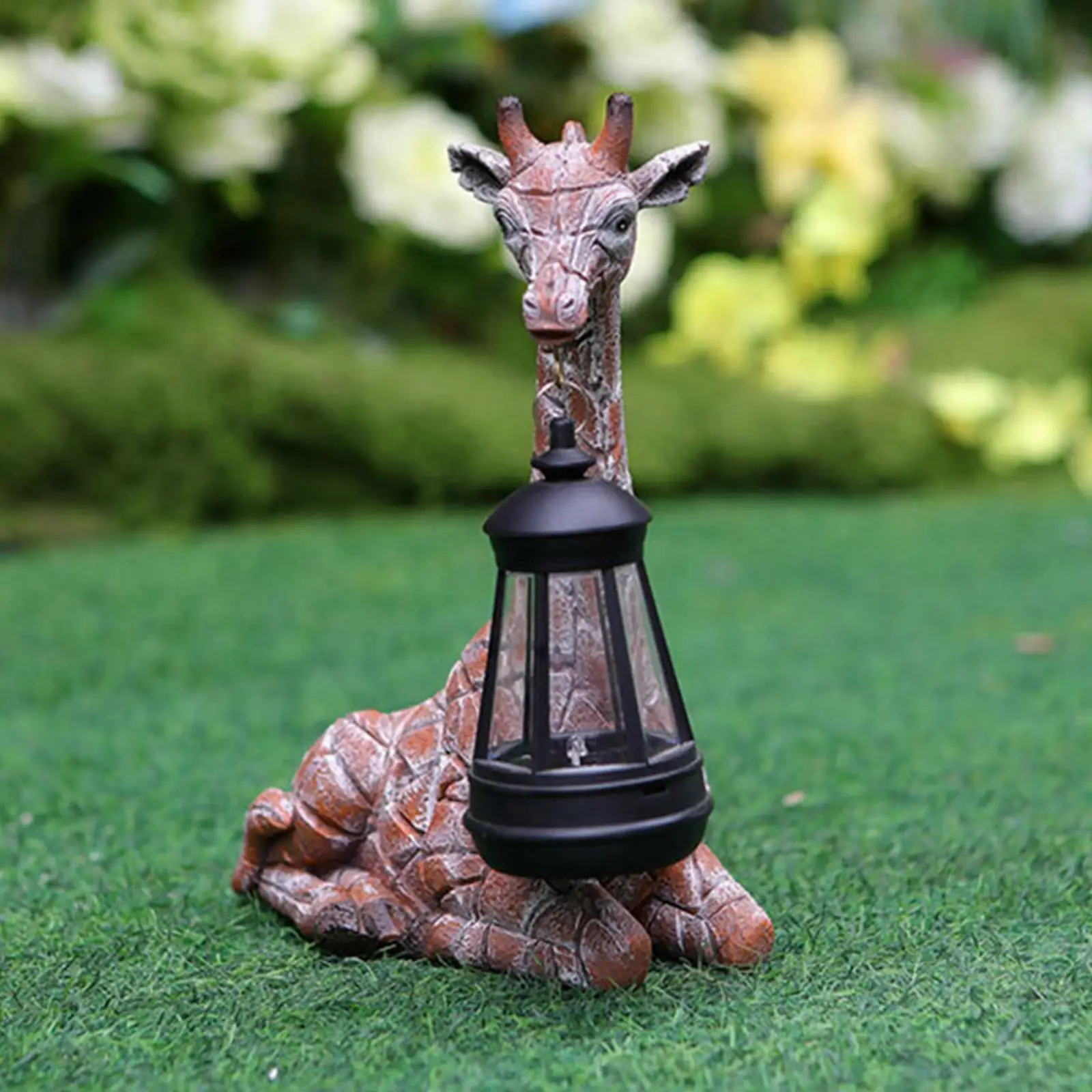 Garden Giraffe Statue with Solar Light Collectibles Nice Gift Outdoor Decoration for Courtyard Lawn Farmhouse Backyard Outside