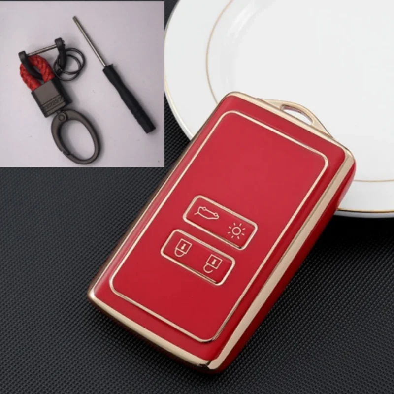 TPU Car Key Case Full Cover Keychain for Renault Koleos Kadjar Megane Talisman Captur Espace Clio 2016-2019 4 Button Remote Fob