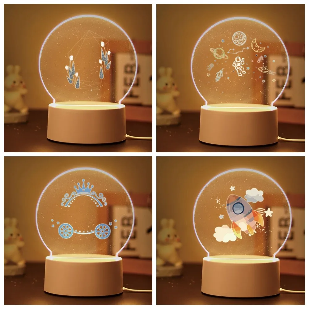 Cartoon Rocket  3D Visual Acrylic Lamp For kid Bedroom Decor Children's birthday Gift