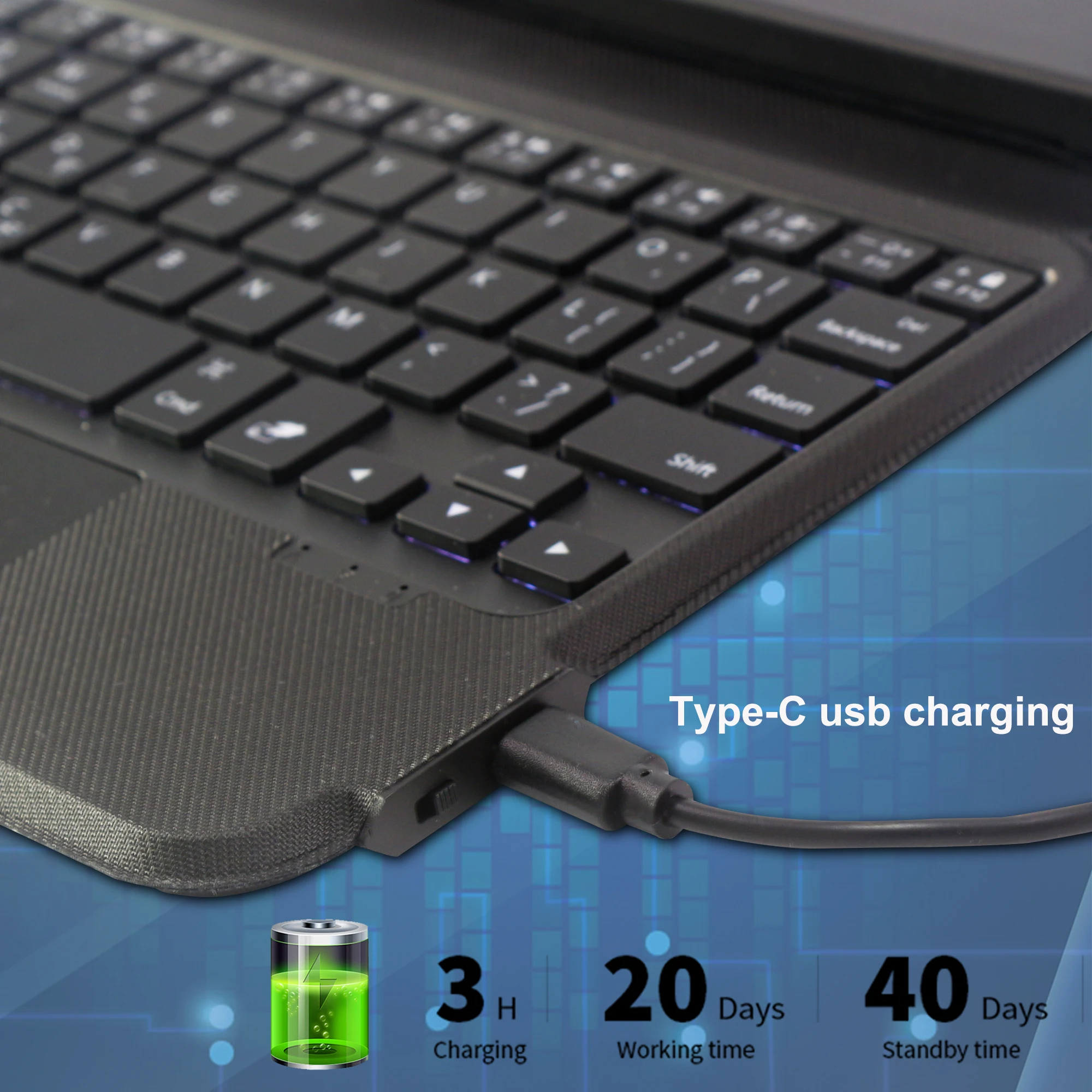 Odpinana klawiatura bezprzewodowa do Apple iPad Mini 6 Bezprzewodowe połączenie Podświetlana obudowa w stylu laptopa z ochroną przed upadkiem