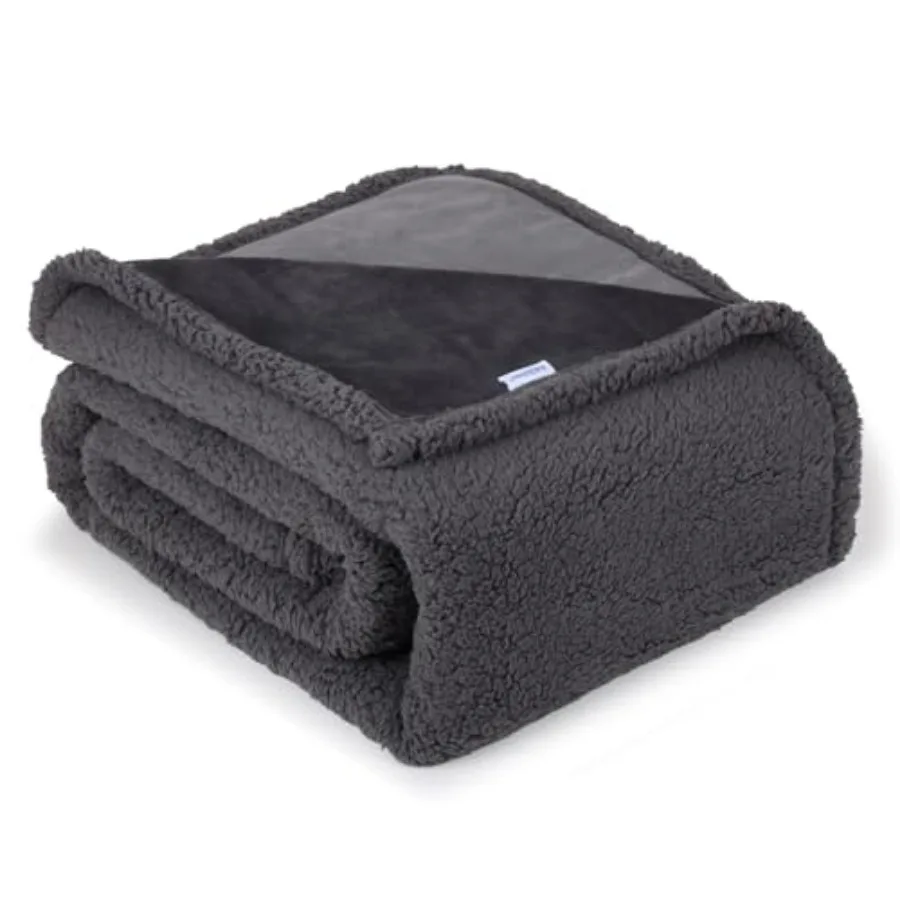 

Waterproof Dog Blanket for Large Dogs - Reversible Washable Pet Blanket, Soft Sherpa Fleece Furniture Protector, Cat Throw Bed