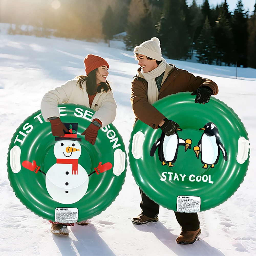1pc nuovo pinguino pupazzo di neve sci cerchio addensato PVC gonfiabile sedile da sci cerchio neve parco di montagna festa invernale gioco prop