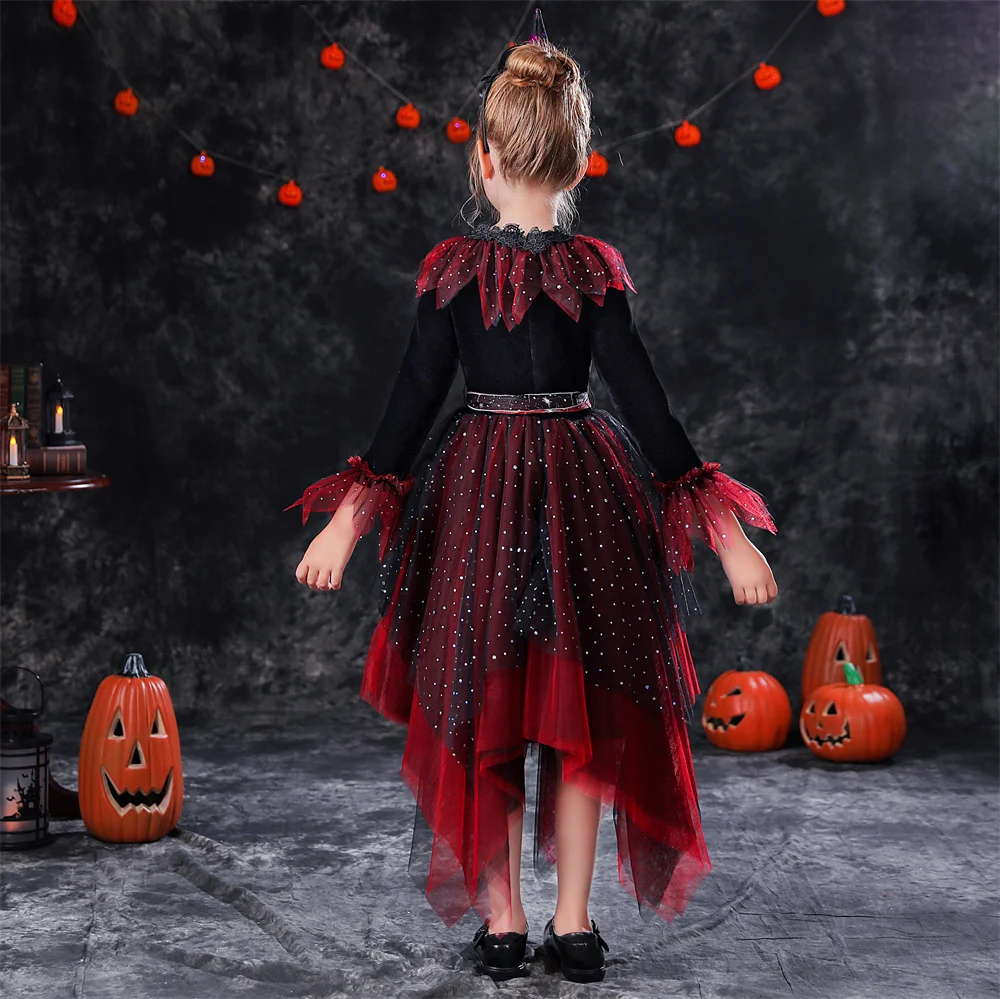 Dideyttawl, disfraz de bruja de Halloween para niñas, vestidos de Cosplay para niños, ropa de vestir para niños, Carnaval de princesa vampiro personalizado