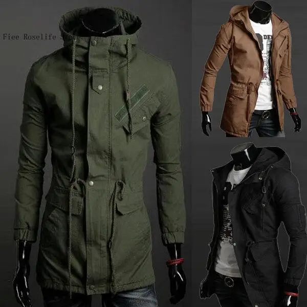 Winter Solid Color Casual Jacket Warm  Coat Slim Outwear Overcoat Men