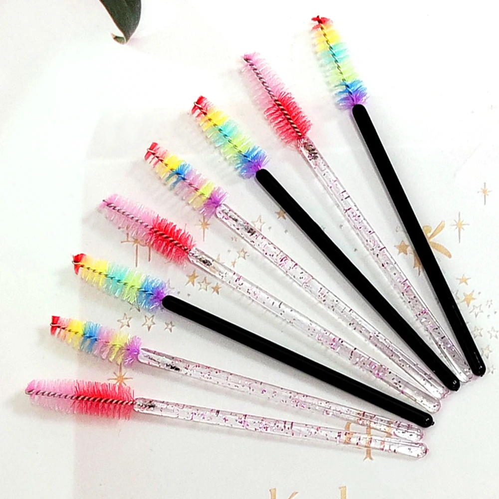 50pcs Colored Eyelash Brush Lash Mascara Wand Eyelash Curler False Lash Extension Tool Bendable Brow Brush Comb