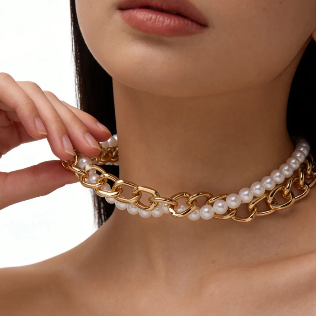 White Twisted Rope Cord Knot Choker With Hollow Gold Oval Pendant Minimalist Elegant Neck Jewelry for Women