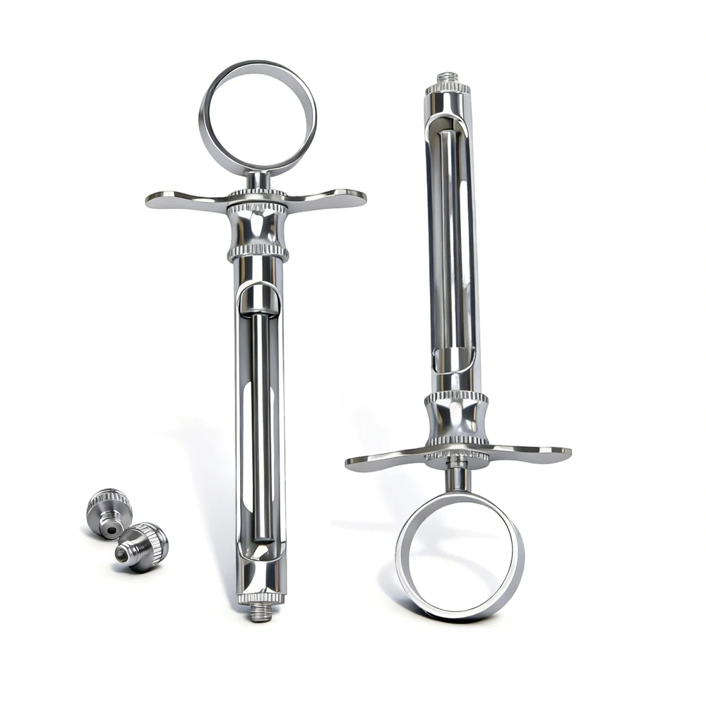 Dentistry Injection Syringe 1.8ML Hook-headed Sharp Head Stainless Steel Dental Aspirating Syringe Surgical Instrument Tools