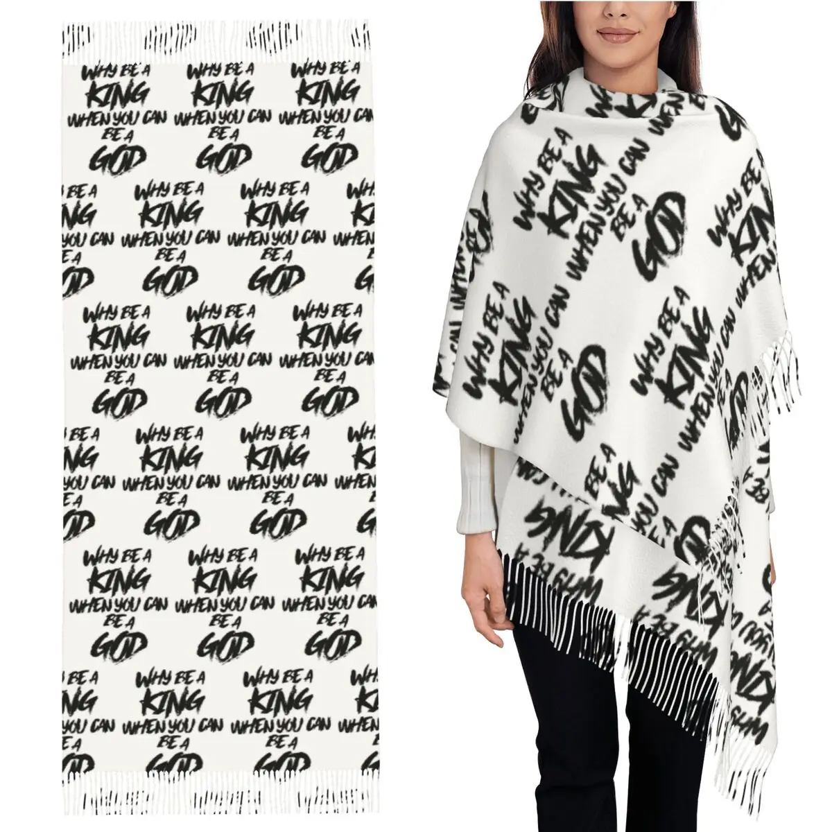 

EMINEM RAP GOD Шарф Шарфы с кисточками Женские мягкие теплые шали и накидки Длинная осенне-зимняя шаль