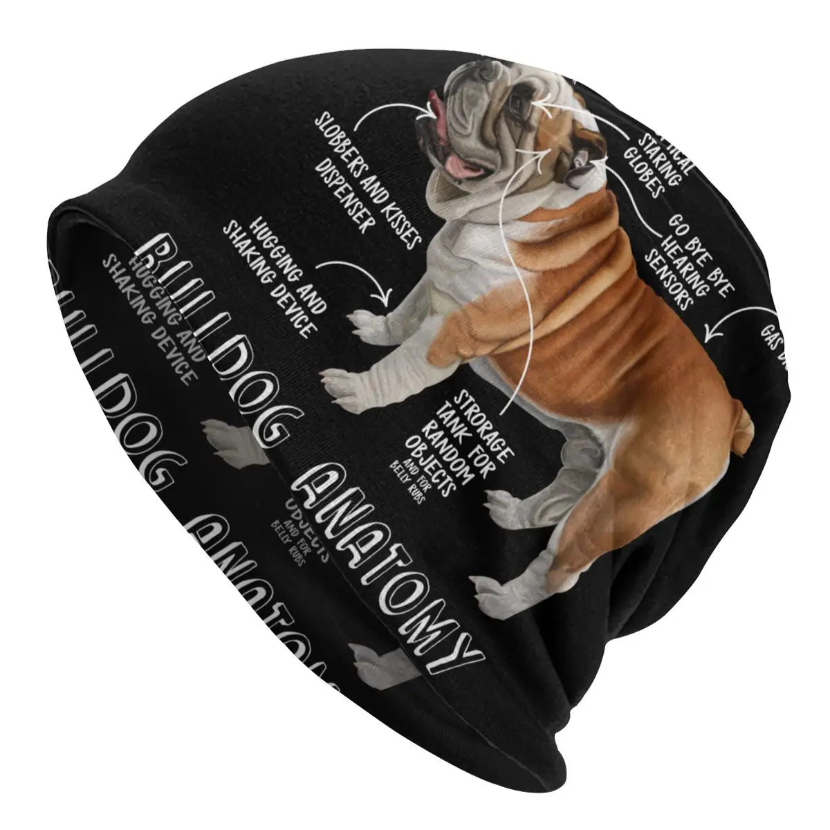 

Cute English Bulldog Anatomy Dog Lover Washed Warm Bonnet Windproof Casual Beanies Protection Men Women Hats